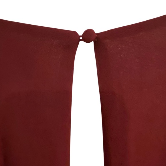 LULUS All My Life Maxi Dress Burgundy Long Sleeve Deep V Plunge Front High Slit - Picture 7 of 16